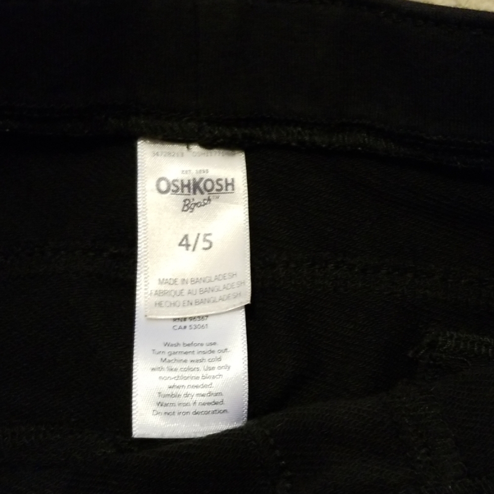Girl's Black Jeggings Oshkosh size 4 - 5 Zippers - Picture 3 of 4